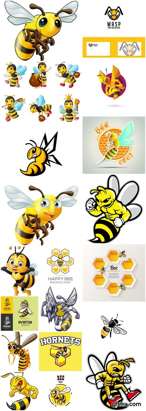 Wasp Bee Logo - 20 Vector