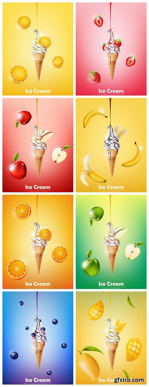 Fruit Ice Cream - 8 Vector