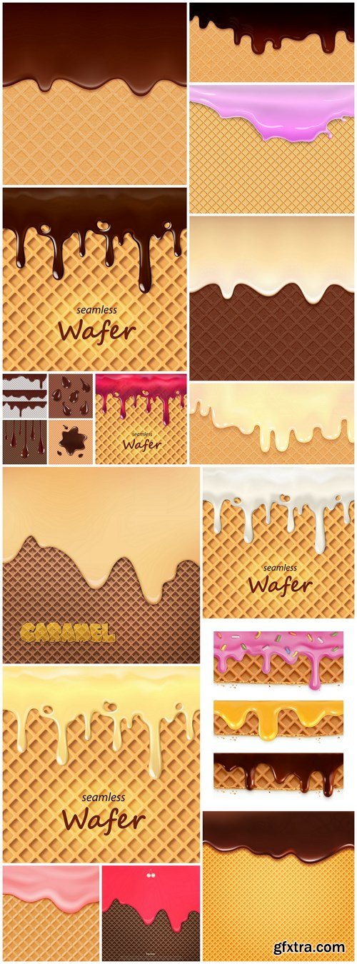 Wafer Backgrounds With Cream - 15 Vector