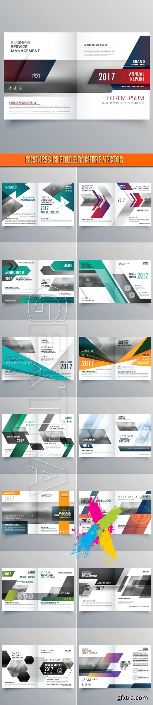 Business bi fold brochure vector