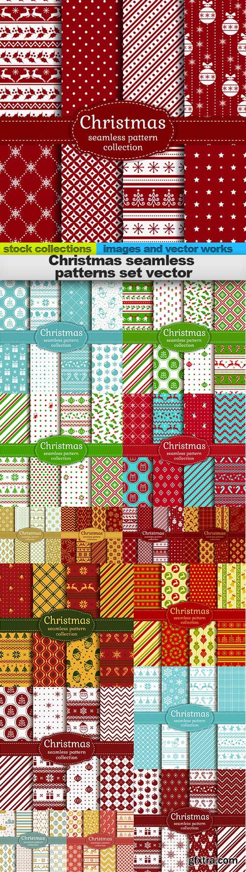 Christmas seamless patterns set vector, 15 x EPS