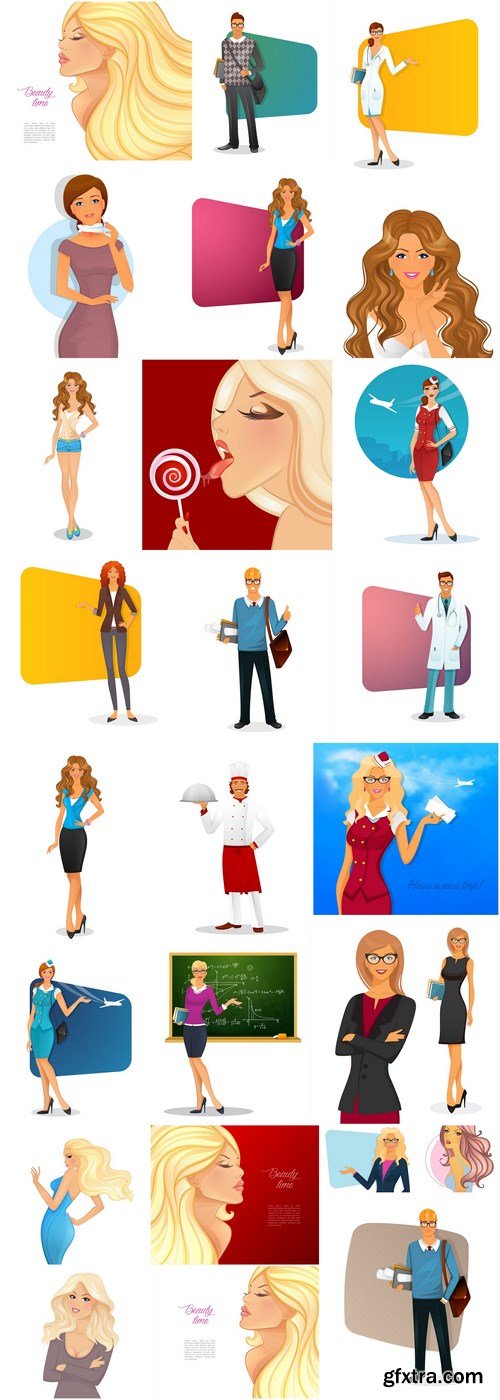 Different Cartoon People - 25 Vector