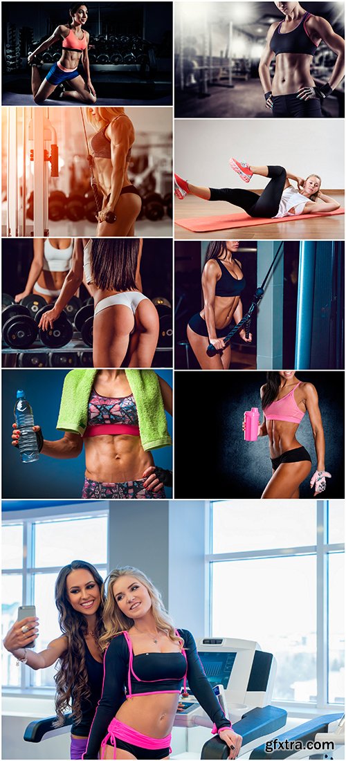 Fitness girl in gym set 2 - 9UHQ JPEG