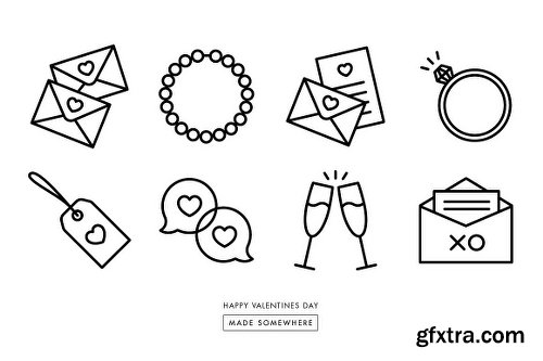 CreativeMarket Line Icons – Valentines Day 1154144