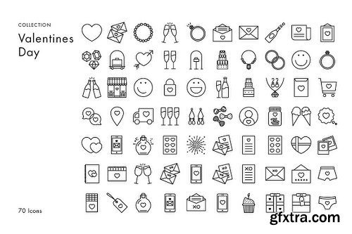 CreativeMarket Line Icons – Valentines Day 1154144