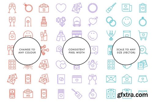 CreativeMarket Line Icons – Valentines Day 1154144