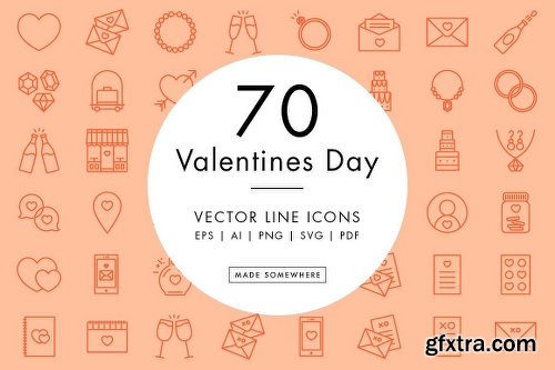 CreativeMarket Line Icons – Valentines Day 1154144