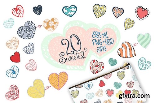 CreativeMarket Vintage sweet vector hearts 1154412