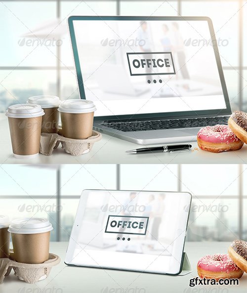 GR - Mock-Up Laptop and tablet (PSD). Office style 7255500