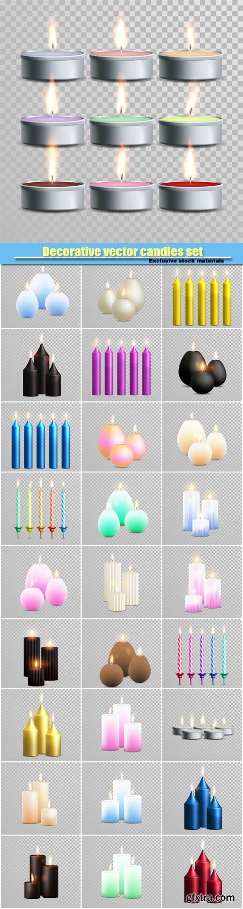 Decorative vector candles set