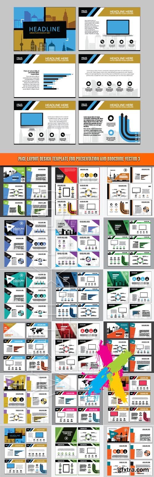 Page layout design template for presentation and brochure vector 3