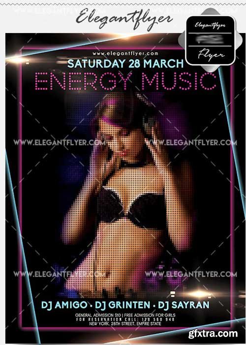 Energy Music V8 Flyer PSD Template + Facebook Cover