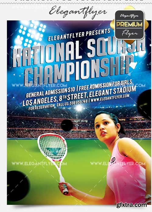 National Squash Championship V2 Flyer PSD Template + Facebook Cover