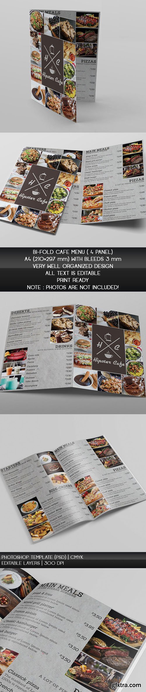 Cafe Bi-Fold Menu PSD Template