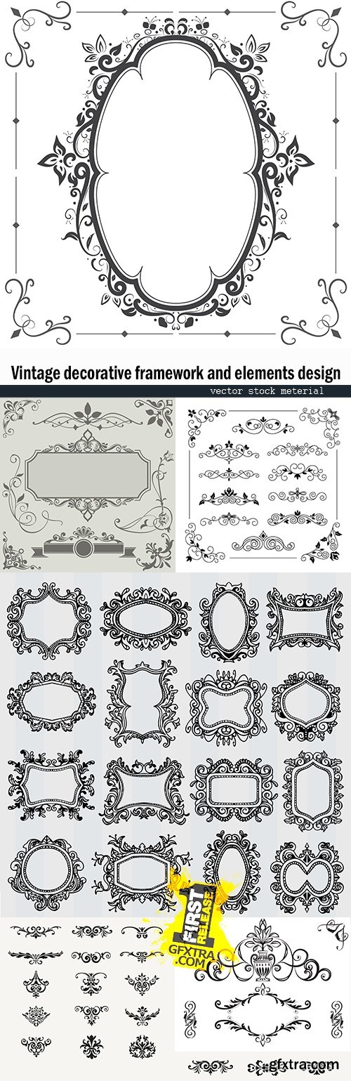 Vintage decorative framework and elements design