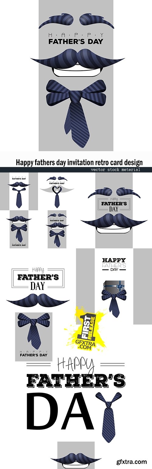 Happy fathers day invitation retro card design