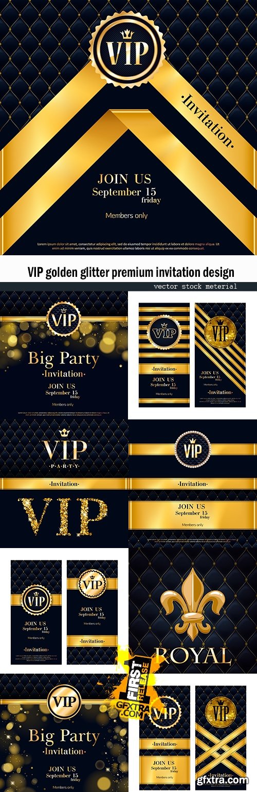 VIP golden glitter premium invitation design