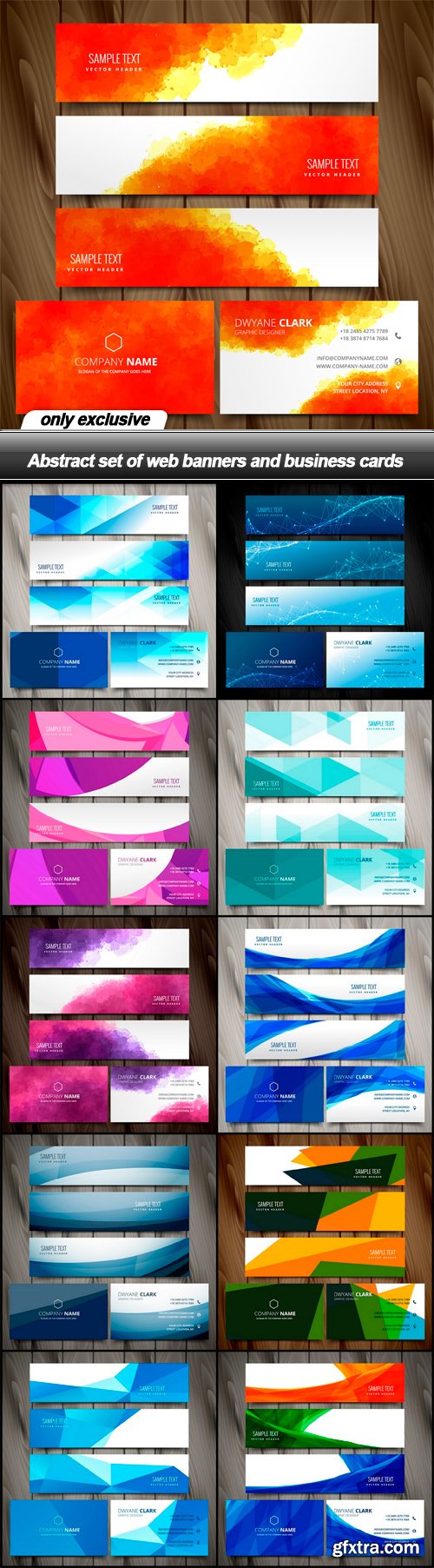 Abstract set of web banners and business cards - 11 EPS