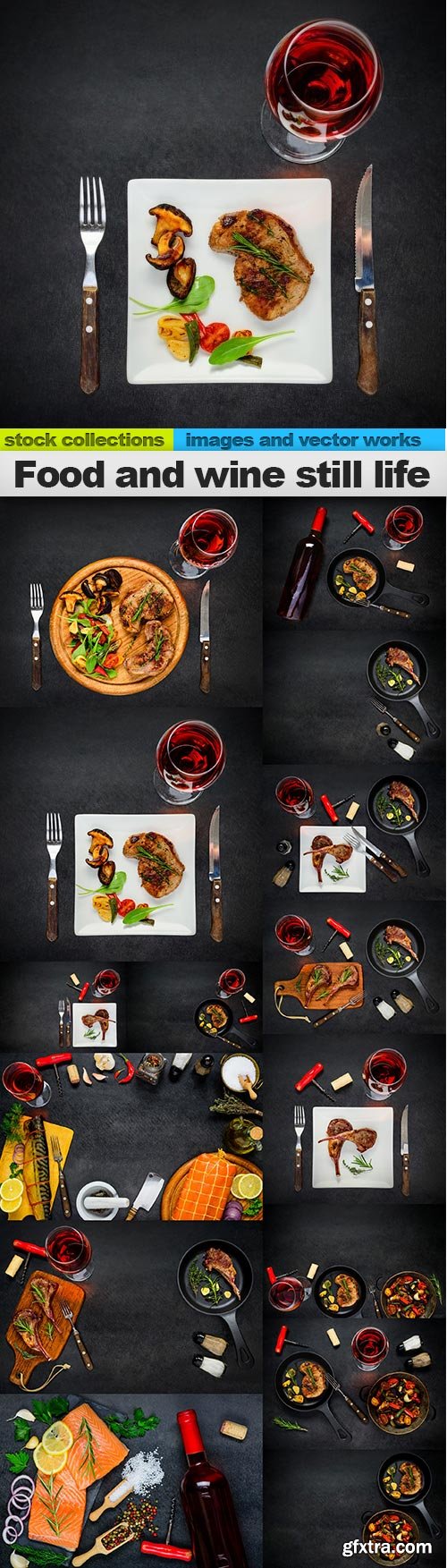 Food and wine still life, 15 x UHQ JPEG