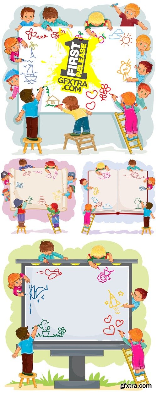 Children Drawing Vector