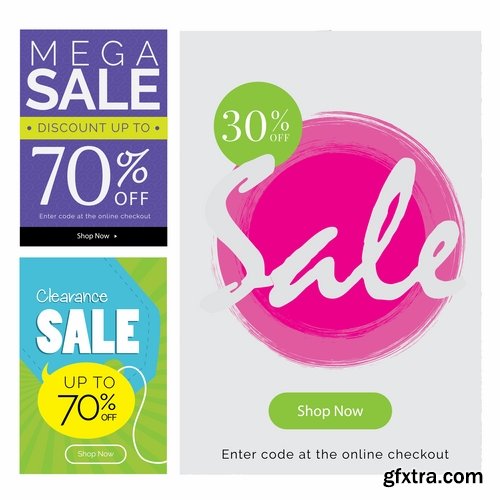 Collection of discount sale label banner flyer invitation card sticker vector image 12 EPS