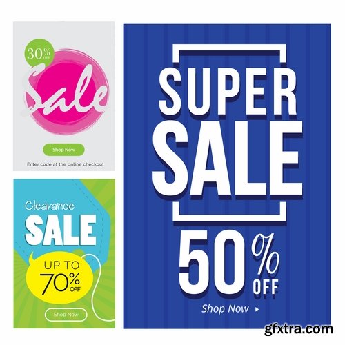 Collection of discount sale label banner flyer invitation card sticker vector image 12 EPS