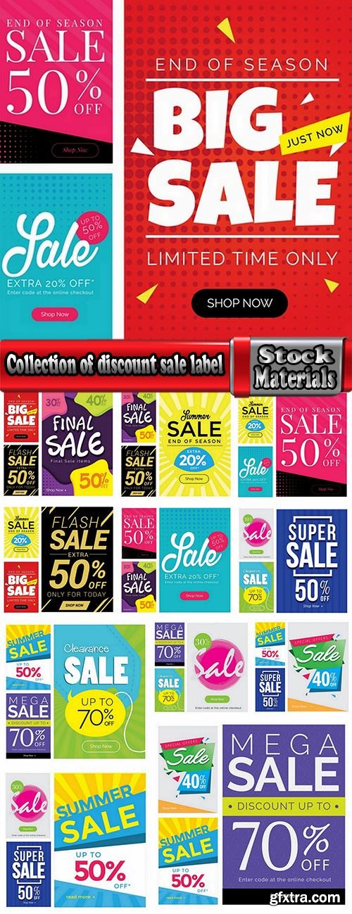 Collection of discount sale label banner flyer invitation card sticker vector image 12 EPS