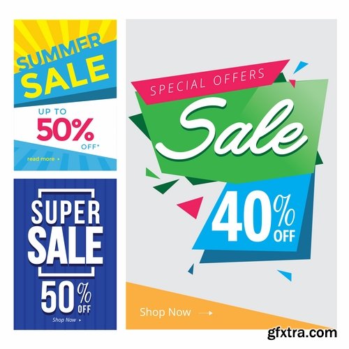 Collection of discount sale label banner flyer invitation card sticker vector image 12 EPS