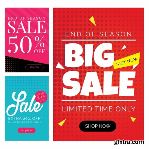 Collection of discount sale label banner flyer invitation card sticker vector image 12 EPS