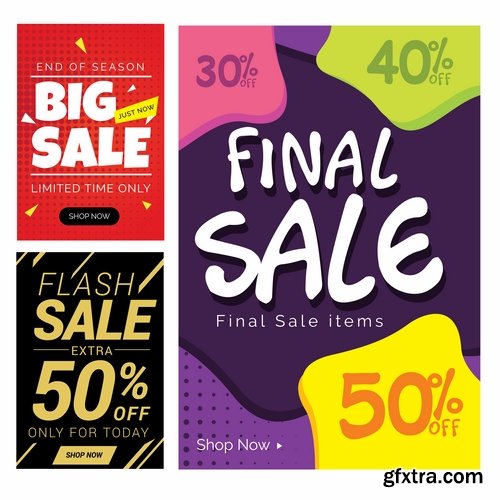 Collection of discount sale label banner flyer invitation card sticker vector image 12 EPS