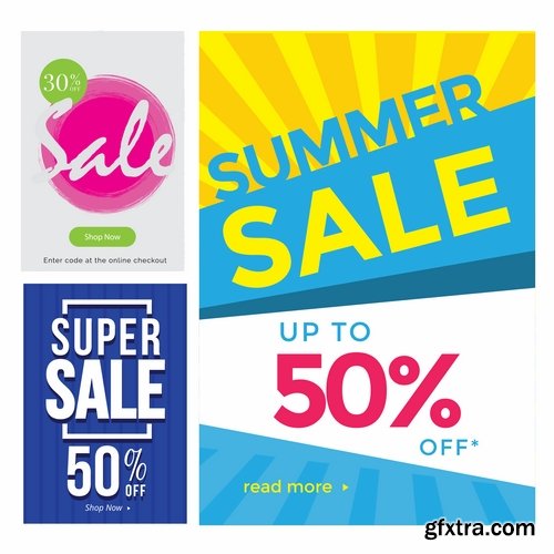 Collection of discount sale label banner flyer invitation card sticker vector image 12 EPS