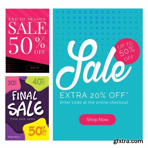 Collection of discount sale label banner flyer invitation card sticker vector image 12 EPS