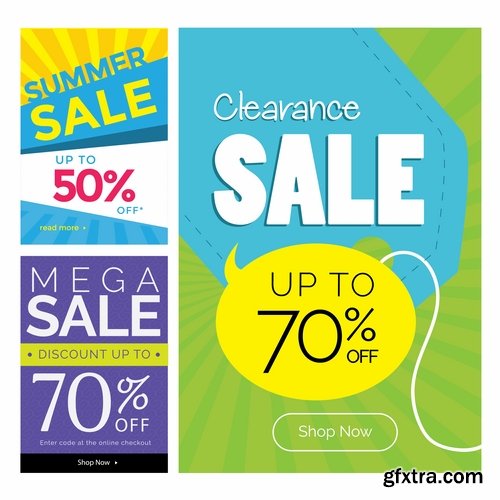 Collection of discount sale label banner flyer invitation card sticker vector image 12 EPS