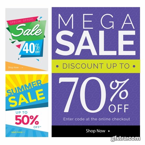 Collection of discount sale label banner flyer invitation card sticker vector image 12 EPS