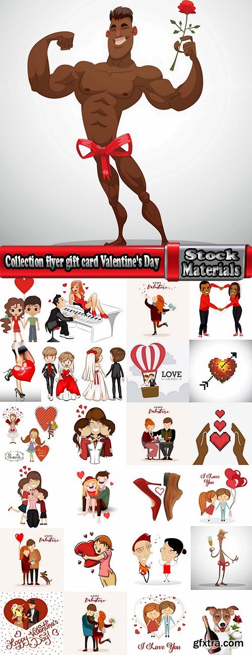 Collection flyer gift card Valentine's Day invitation card vector image 2-25 EPS