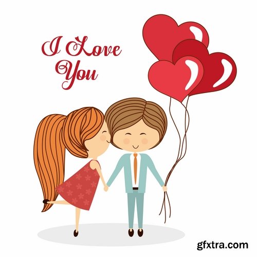 Collection flyer gift card Valentine's Day invitation card vector image 2-25 EPS