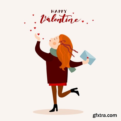Collection flyer gift card Valentine's Day invitation card vector image 2-25 EPS