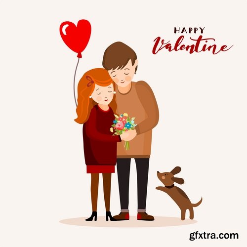 Collection flyer gift card Valentine's Day invitation card vector image 2-25 EPS