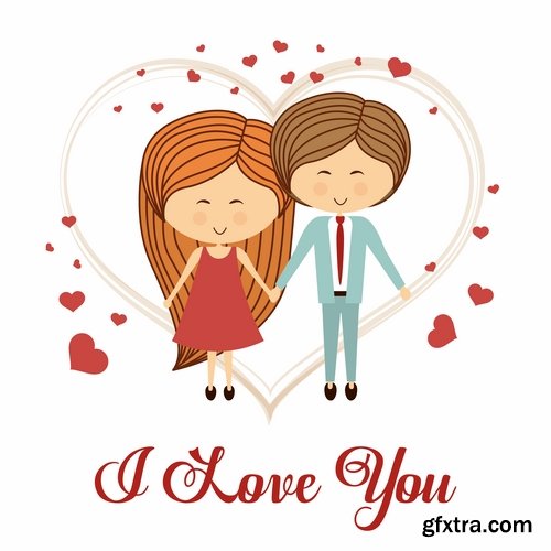 Collection flyer gift card Valentine's Day invitation card vector image 2-25 EPS