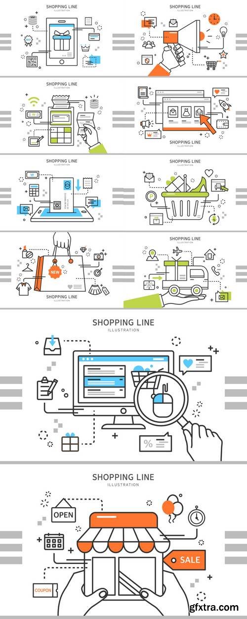 Line Shopping Illustration