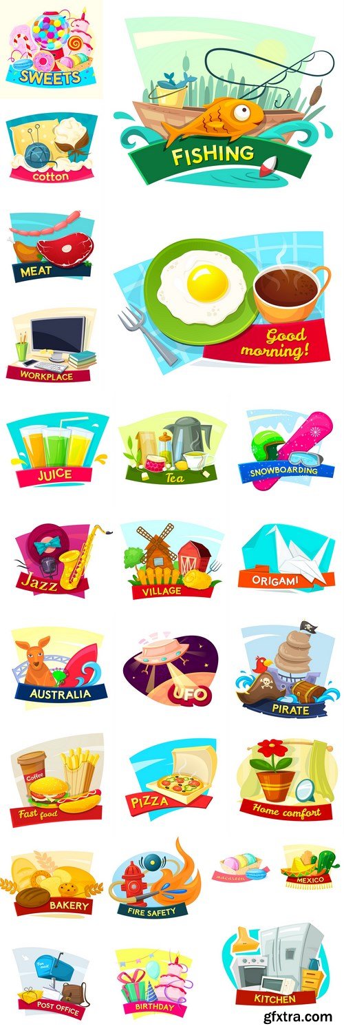 Different Cartoon Design Elements - 25 Vector