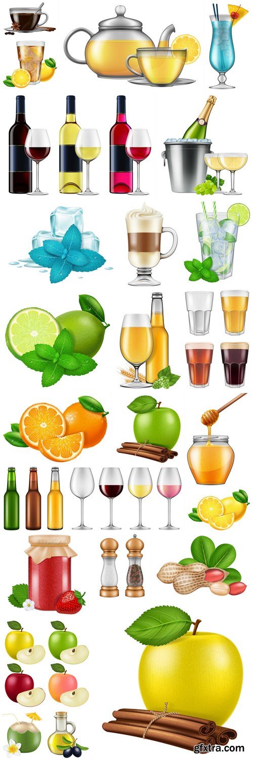 Different Fod And Drink Collection - 25 Vector