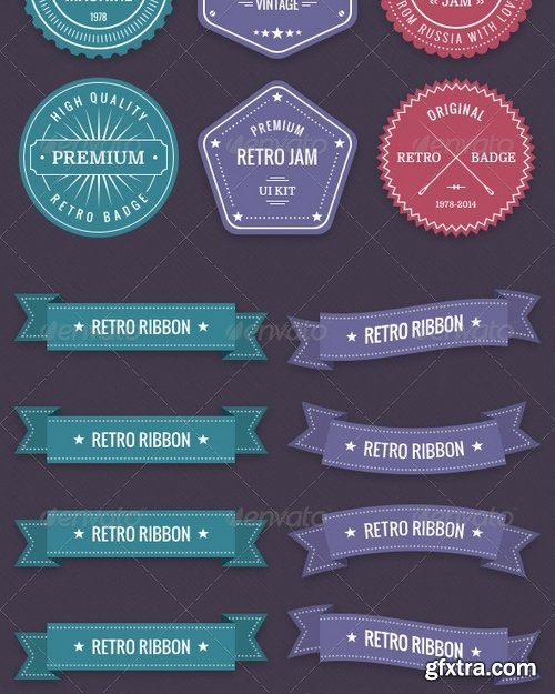 GraphicRiver - Retro Badges & Ribbons 8530663