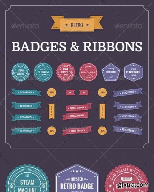 GraphicRiver - Retro Badges & Ribbons 8530663