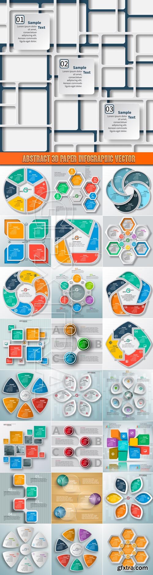 Abstract 3D Paper Infographic vector