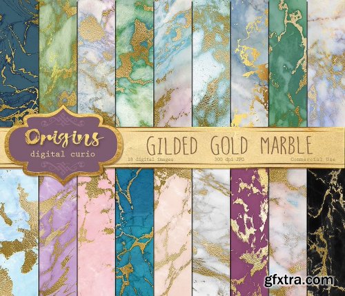 CreativeMarket Gilded Gold Marble Digital Paper 1152783