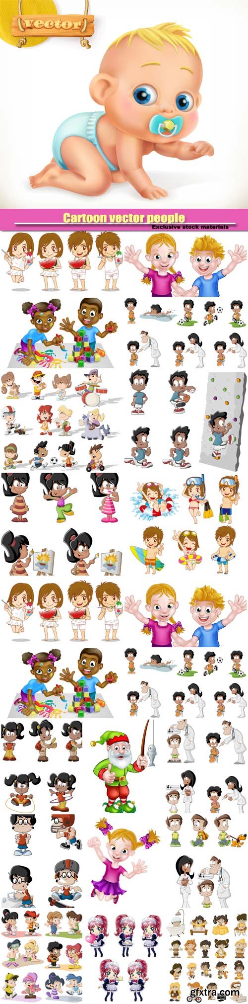 Cartoon vector people, boy and girl