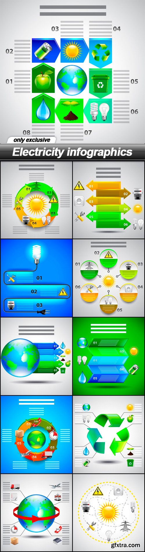 Electricity infographics - 11 EPS