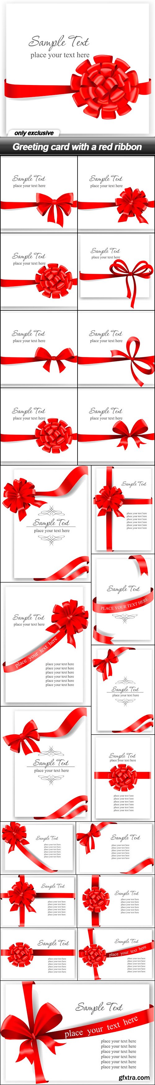 Greeting card with a red ribbon - 22 EPS