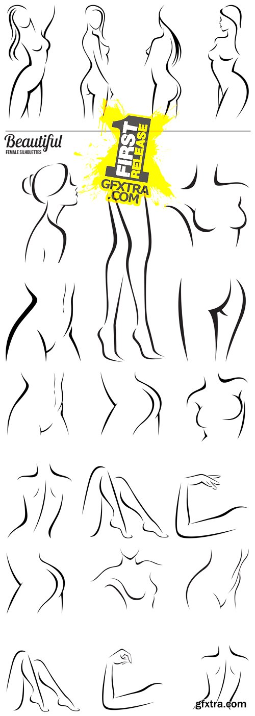 Female Body Parts Silhouettes Vector